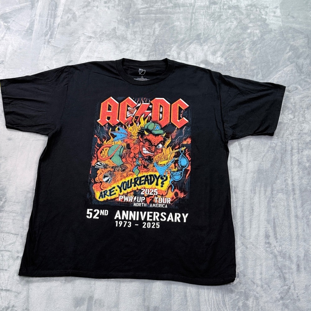 AC/DC 52nd Anniversary 2025 PWR UP Tour T-Shirt Black XL North America Concert